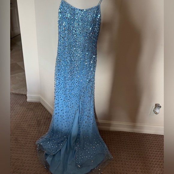 Sherri Hill Light Blue Embellished Dress